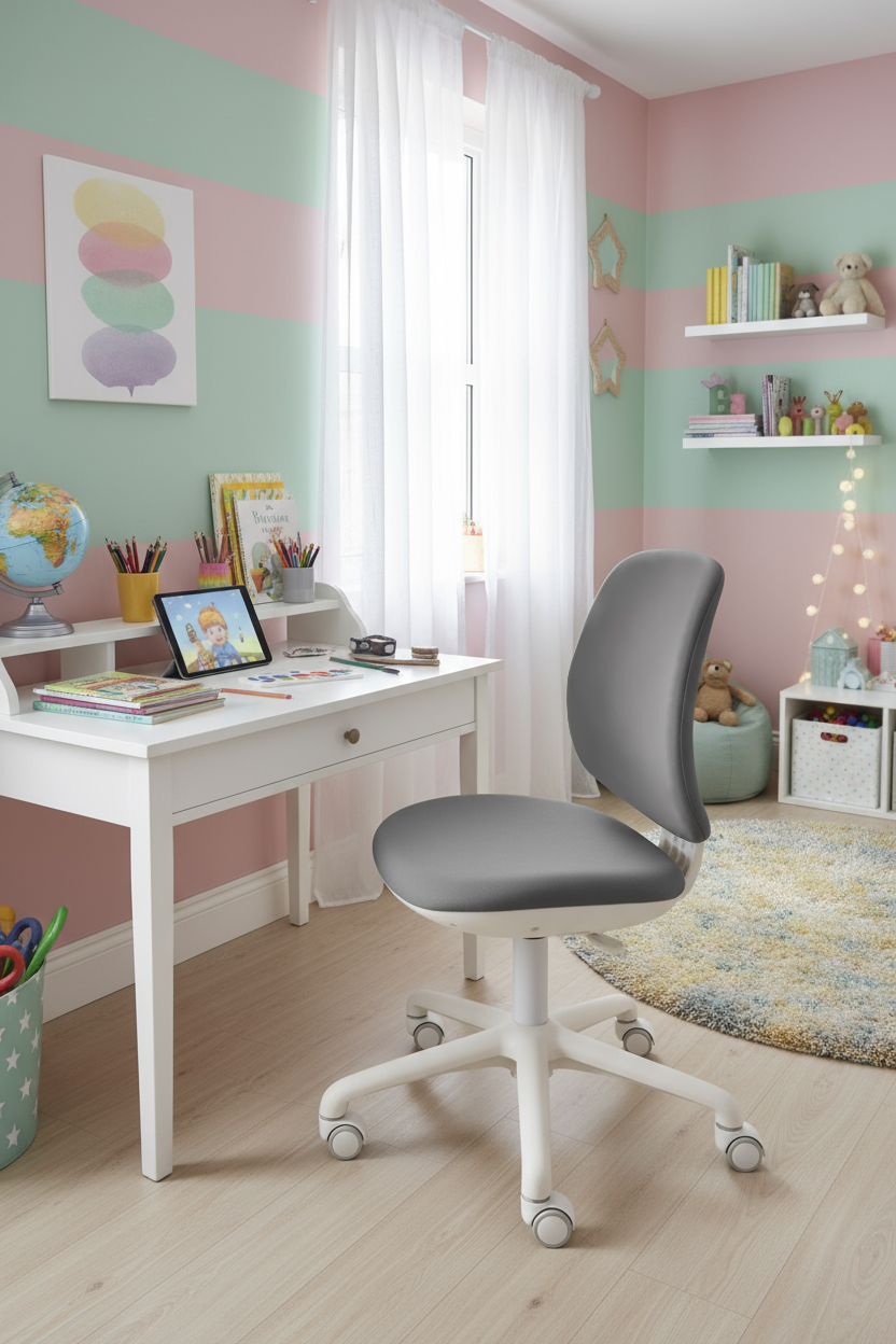 krzesło obrotowe bez podłokietników active white grey