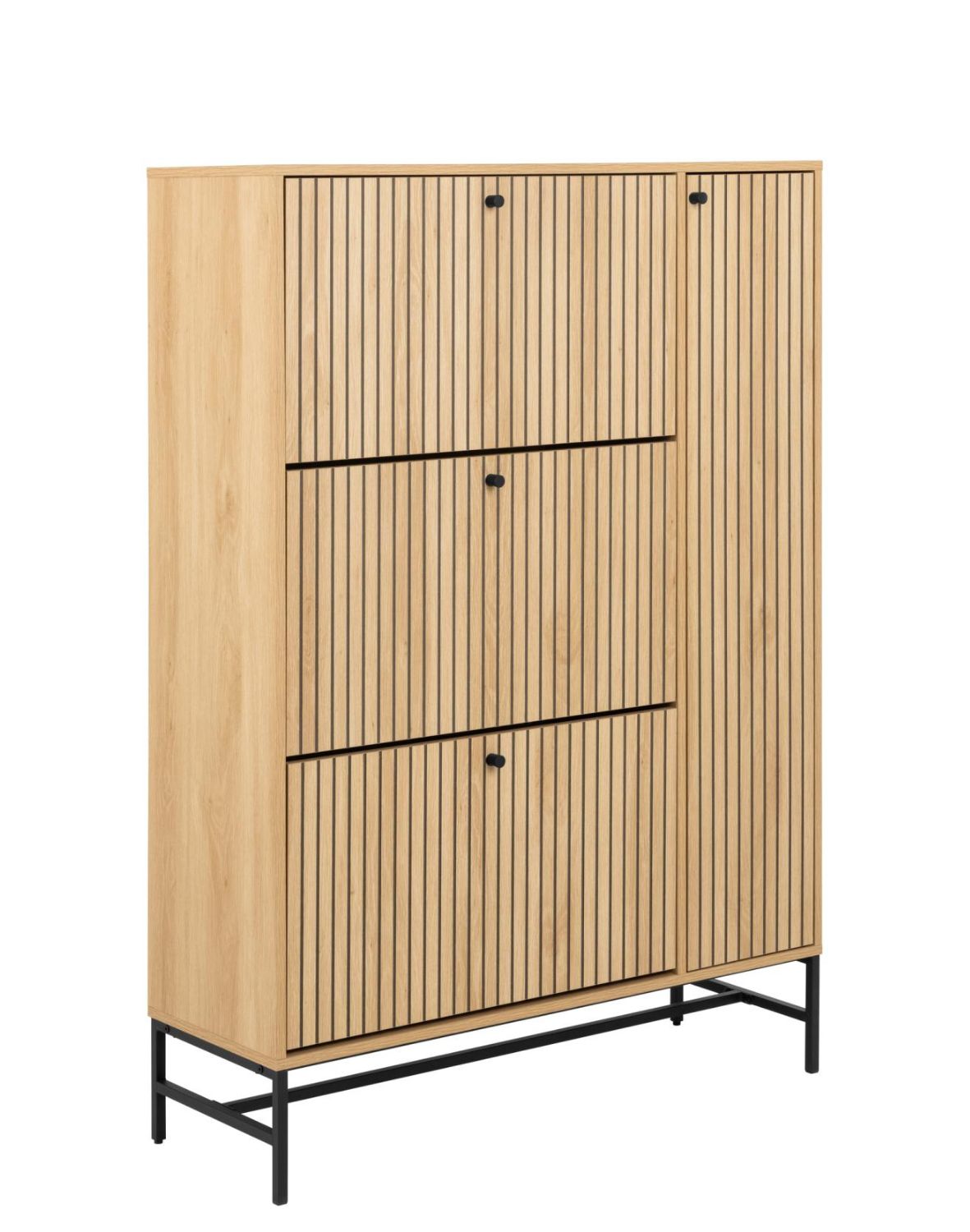 wysoka szafka na buty albany, naturalny dąb, lamele (24286)