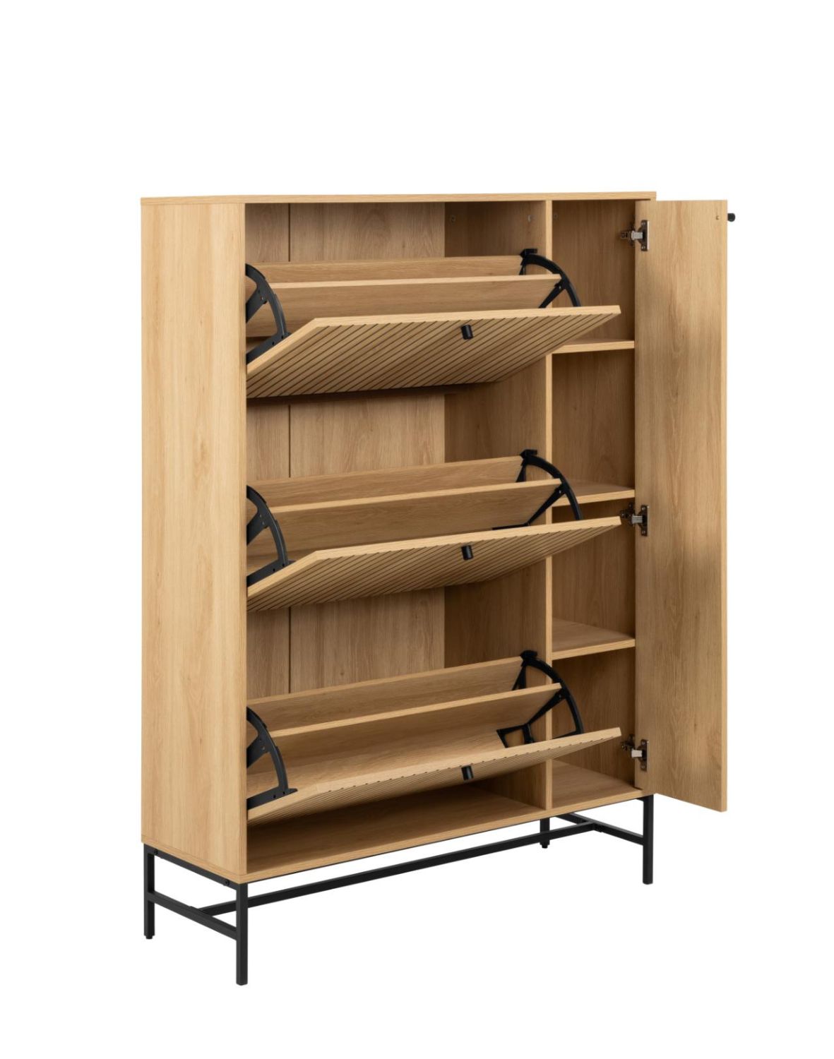 wysoka szafka na buty albany, naturalny dąb, lamele (24286)