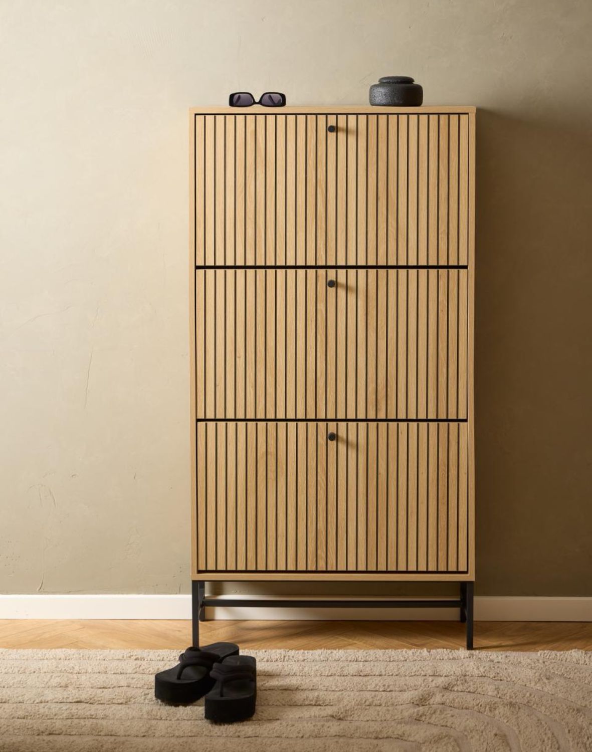 szafka na buty albany, naturalny dąb, lamele (23790)