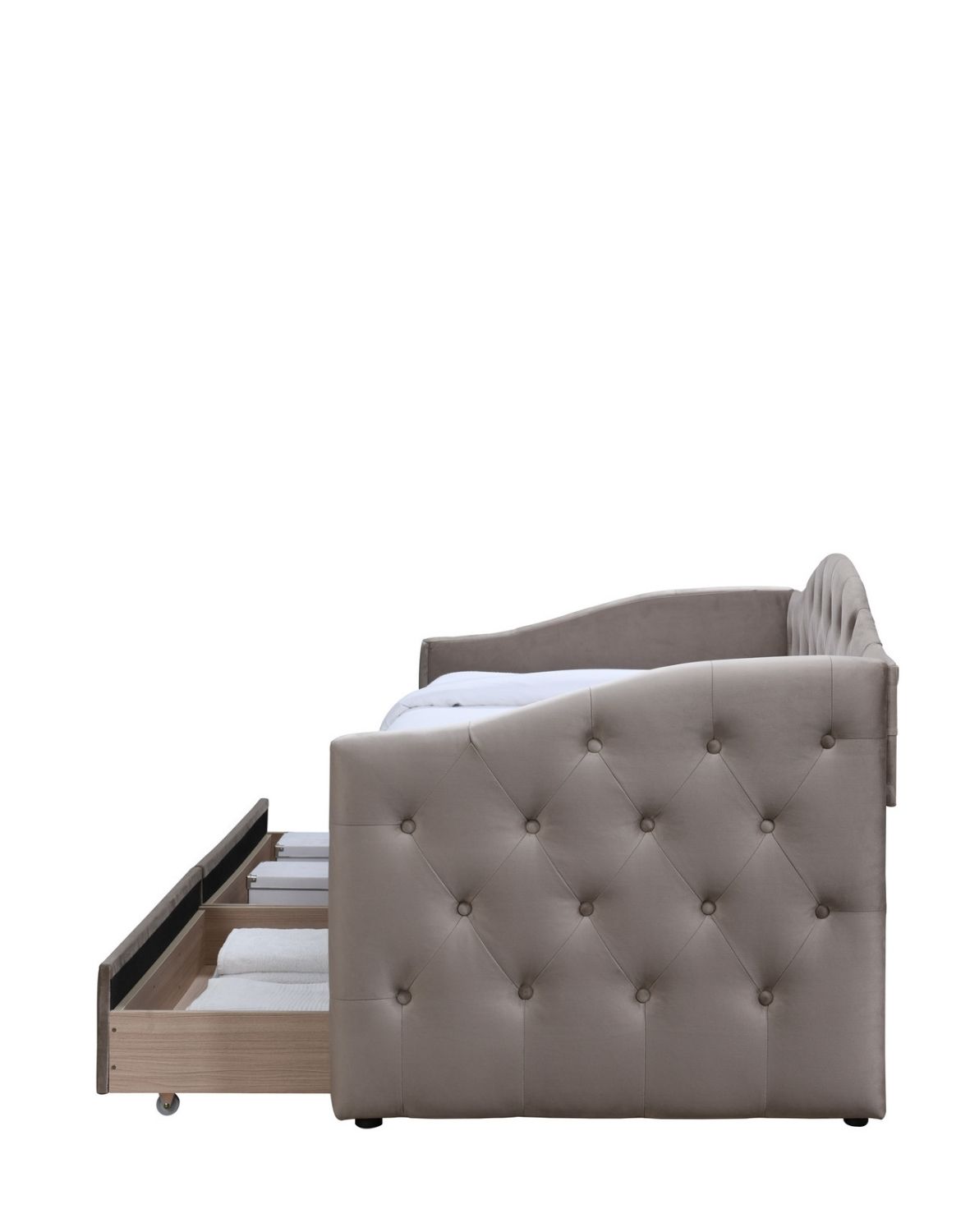 lóżko pojedyncze z szufladami aloha 90x200, beżowy velvet