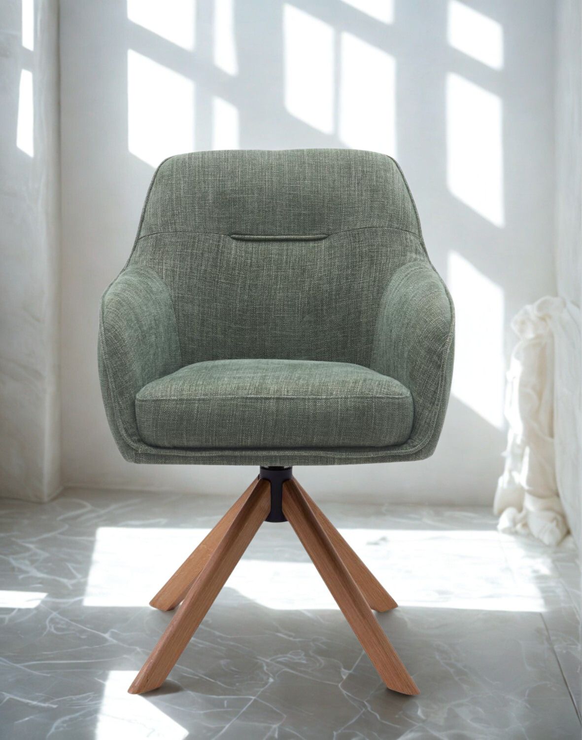 krzesło obrotowe do jadalni avola, zielone, drewniane nogi (53250005)