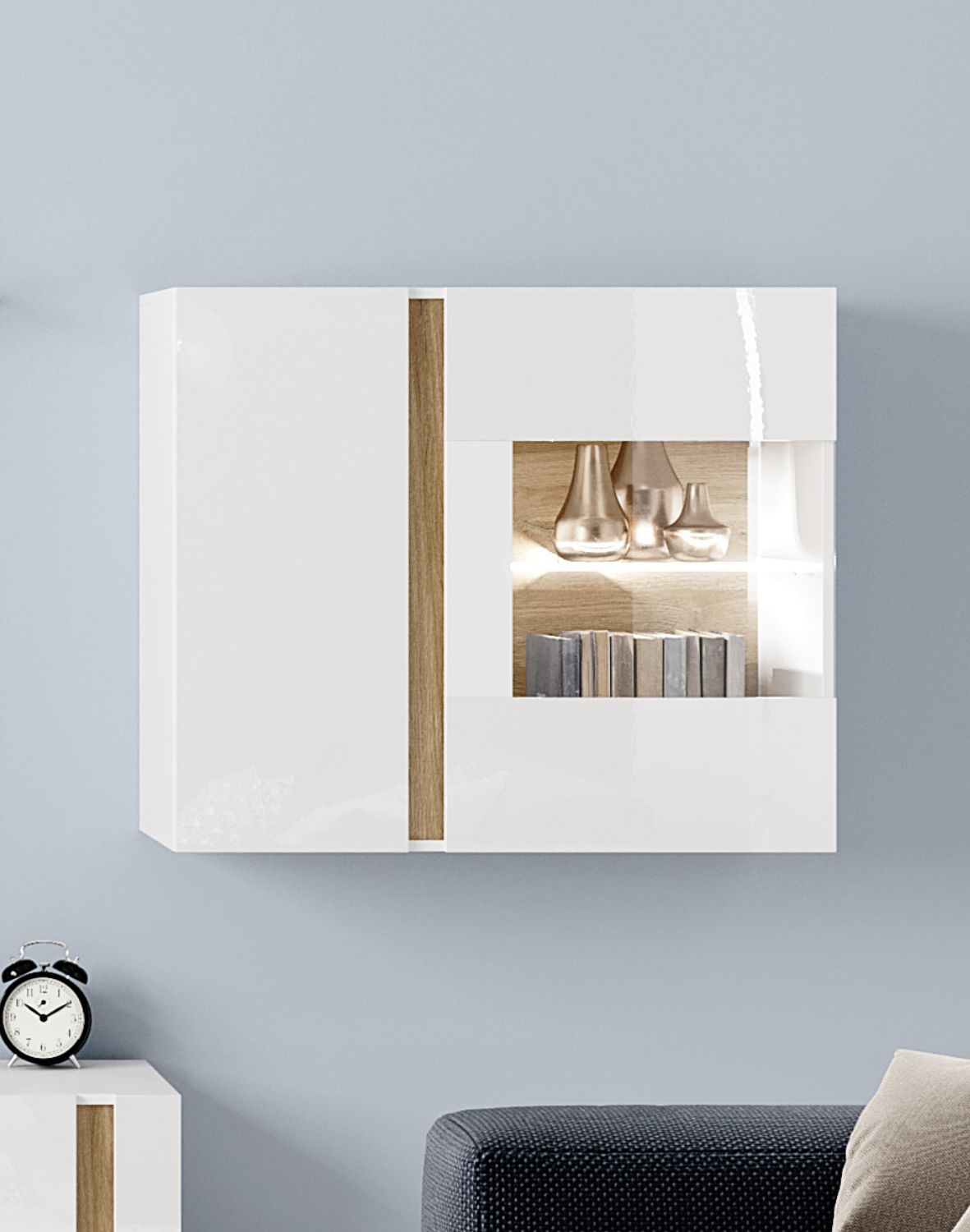 biała witryna wiszaca arco d z led