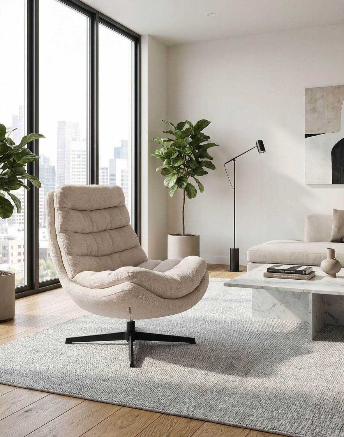 fotel obrotowy calvio, komfort i nowoczesna forma, jasnobeżowy