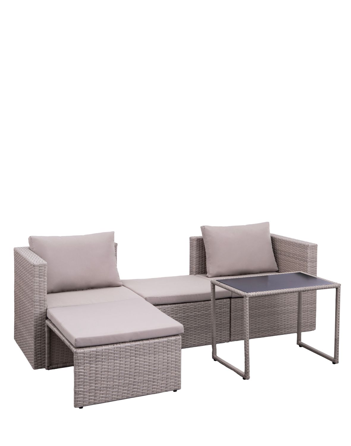 zestaw ogrodowy capri, technorattan, modułowy, brązowo-szary