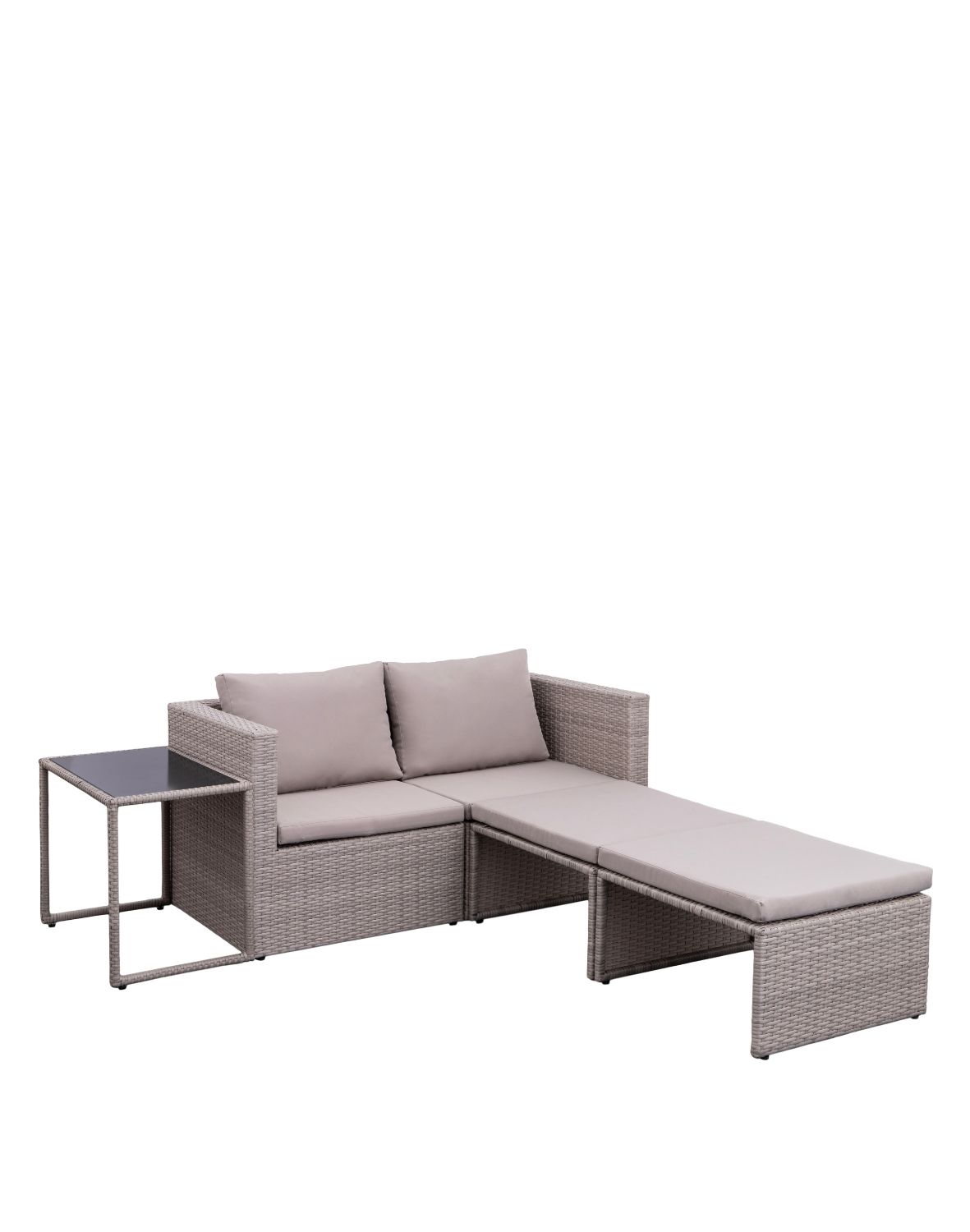 zestaw ogrodowy capri, technorattan, modułowy, brązowo-szary