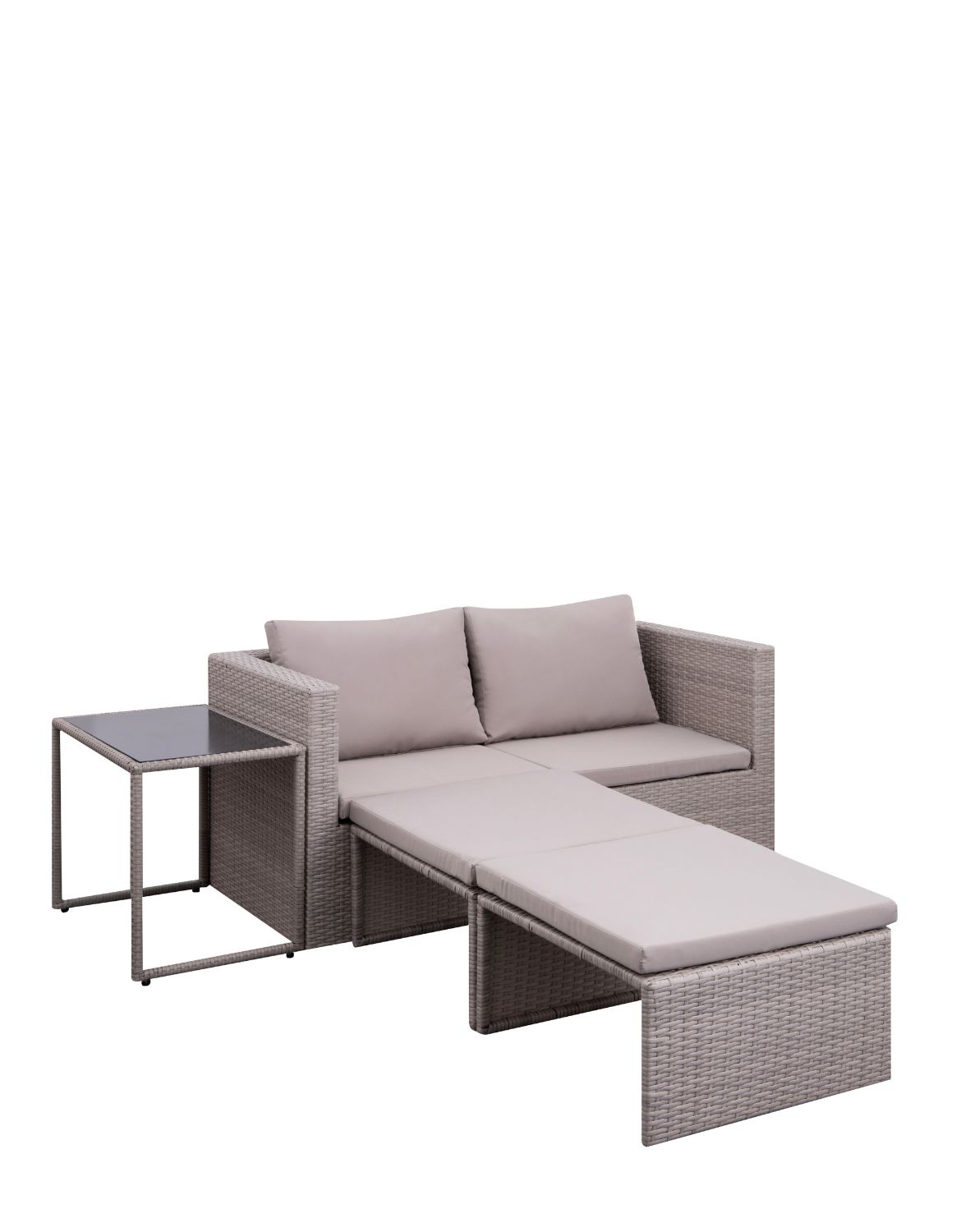 zestaw ogrodowy capri, technorattan, modułowy, brązowo-szary