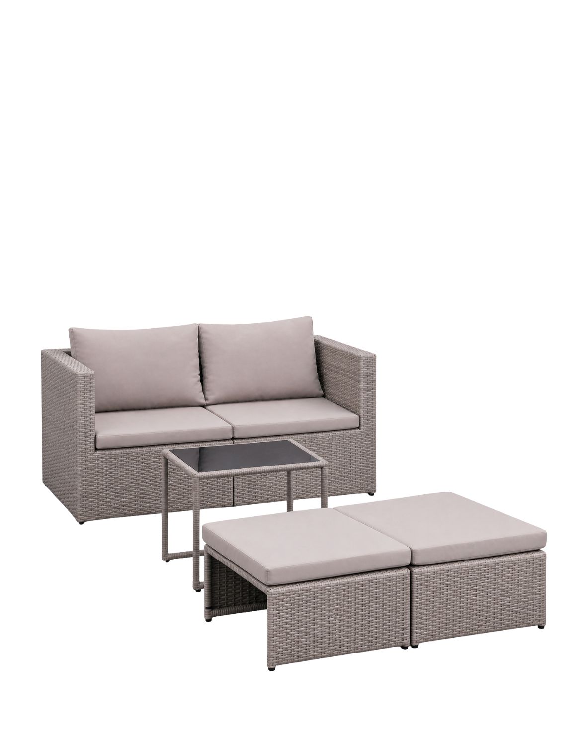 zestaw ogrodowy capri 6w1, technorattan, modułowy, brązowo-szary