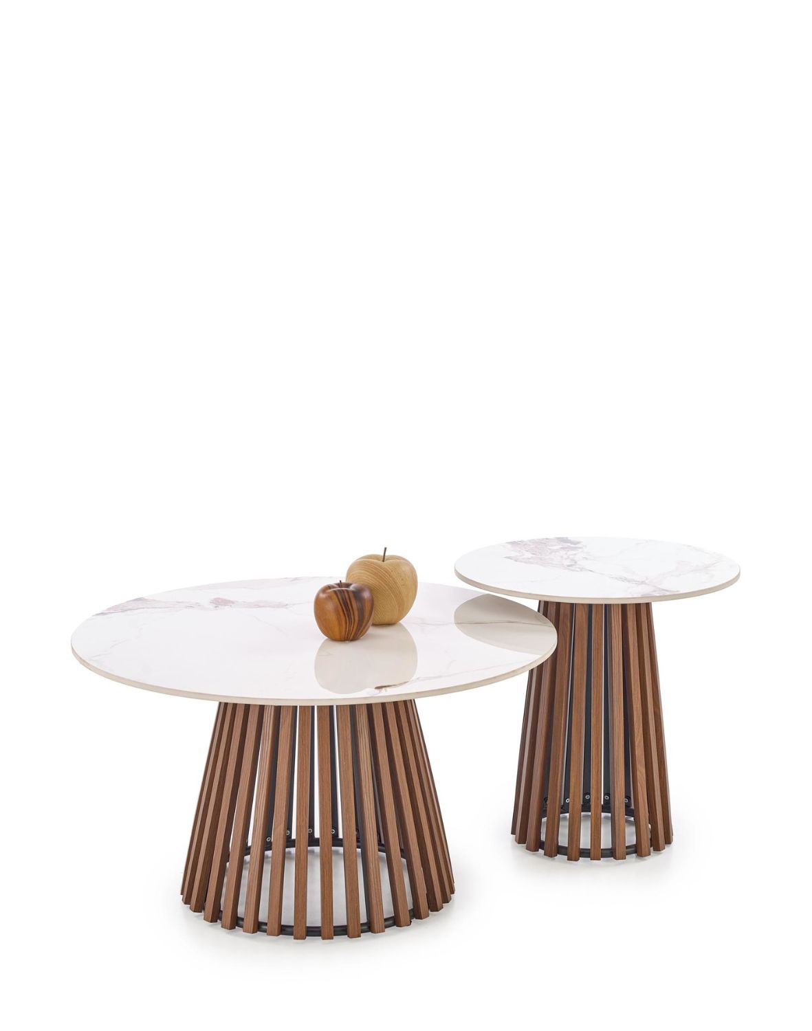 stolik kawowy okrągły orzechowy carina_s, marmur