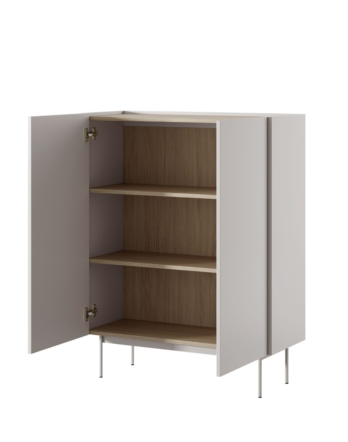 wysoka komoda color kd-97 kaszmirowa/dąb linea