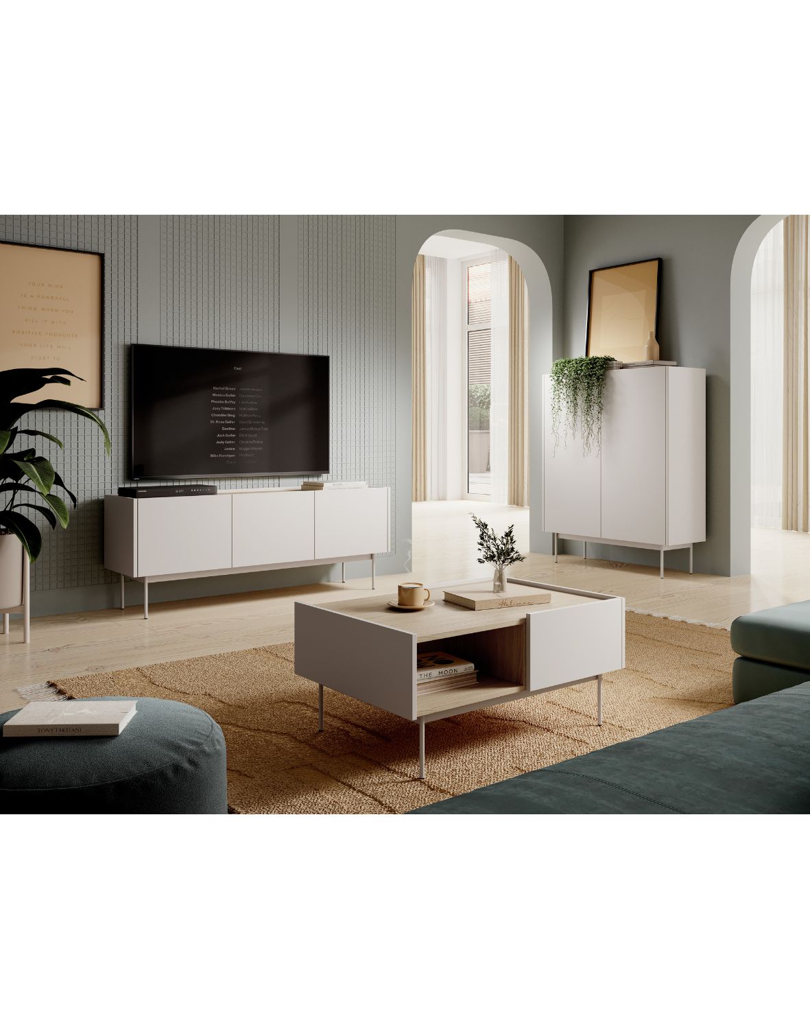 wysoka komoda color kd-97 kaszmirowa/dąb linea