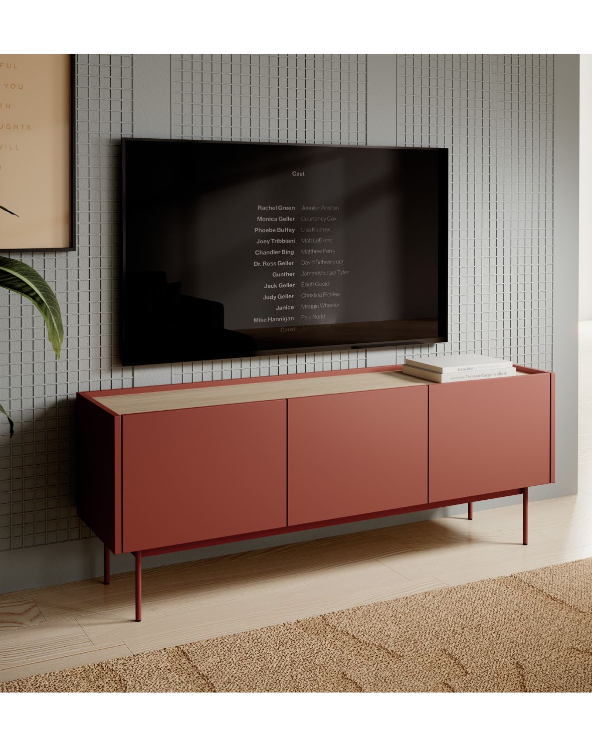 szafka pod telewizor color rtv144, ceglasty/dąb linea