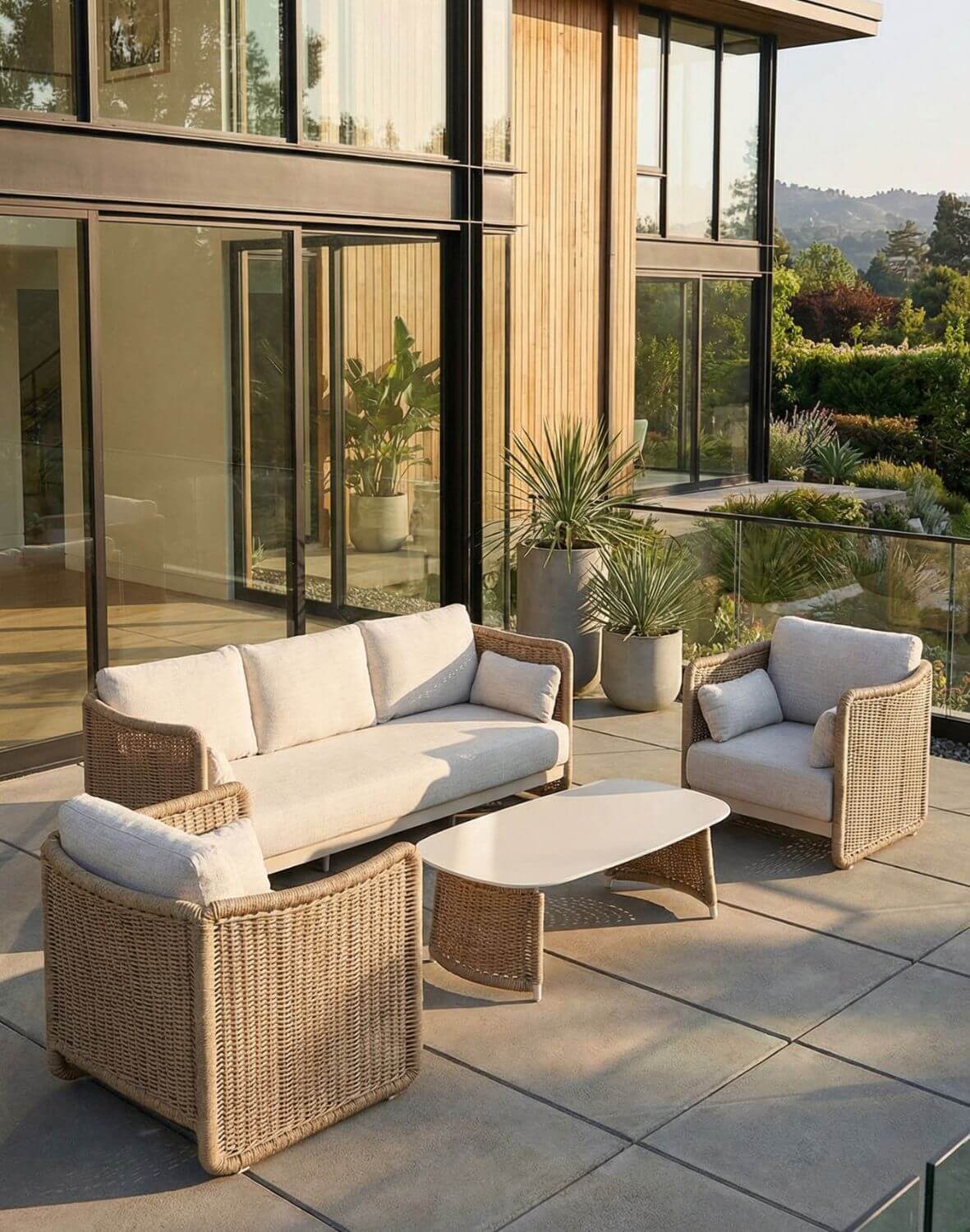 zestaw ogrodowy corsica: sofa, 2 fotele i stolik kawowy, aluminium, technorattan