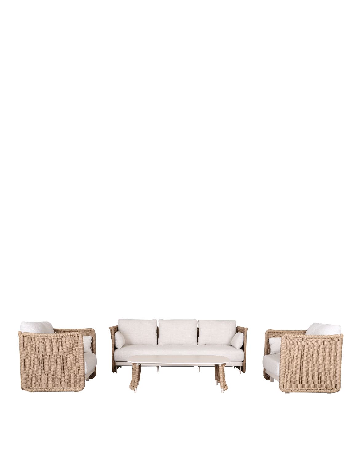 zestaw ogrodowy corsica: sofa, 2 fotele i stolik kawowy, aluminium, technorattan