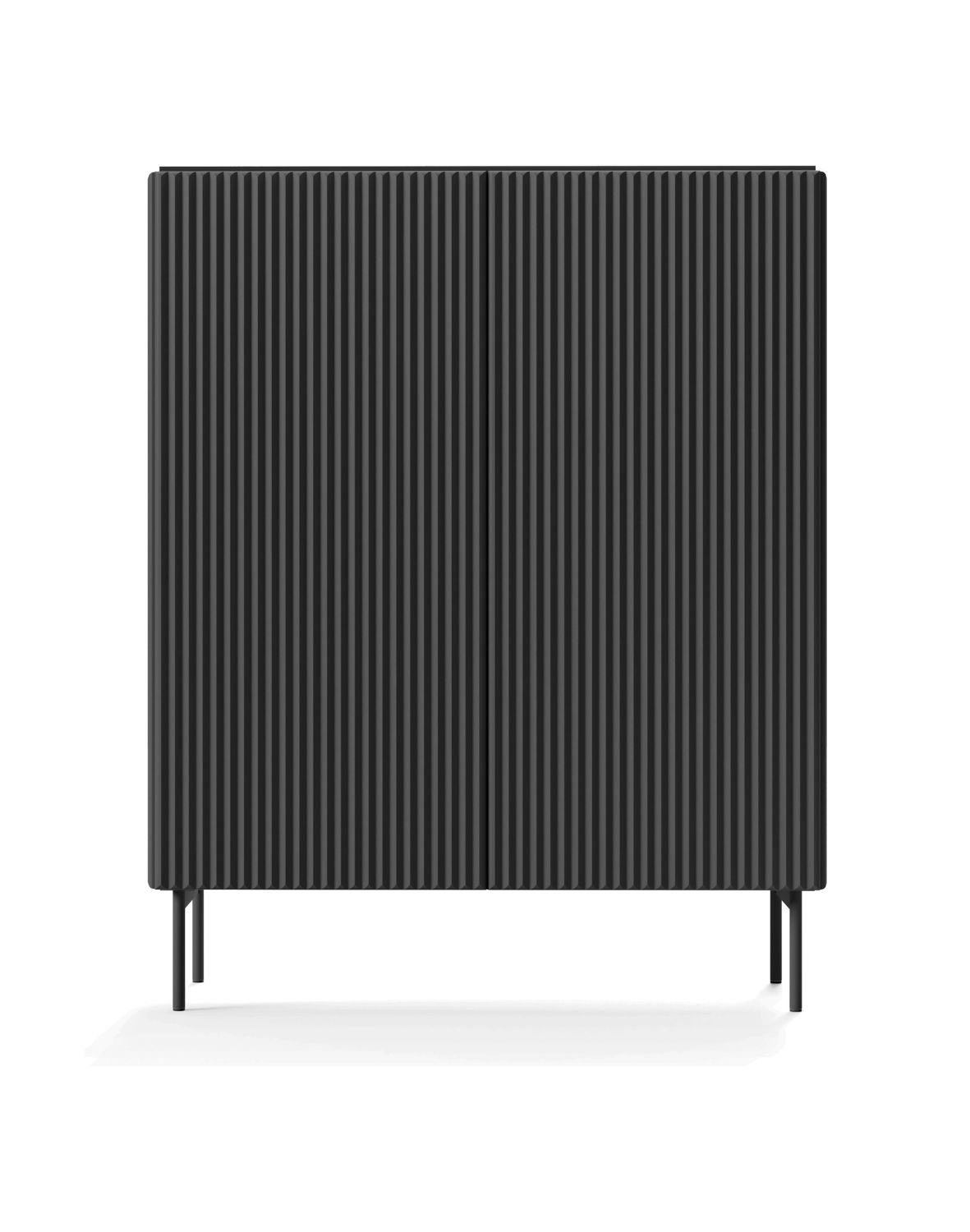 czarna wysoka szafka ryflowana do salonu muti