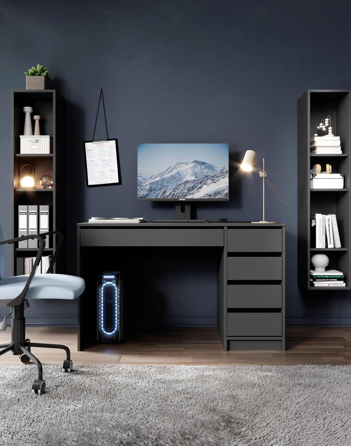 czarne biurko z szufladami ada