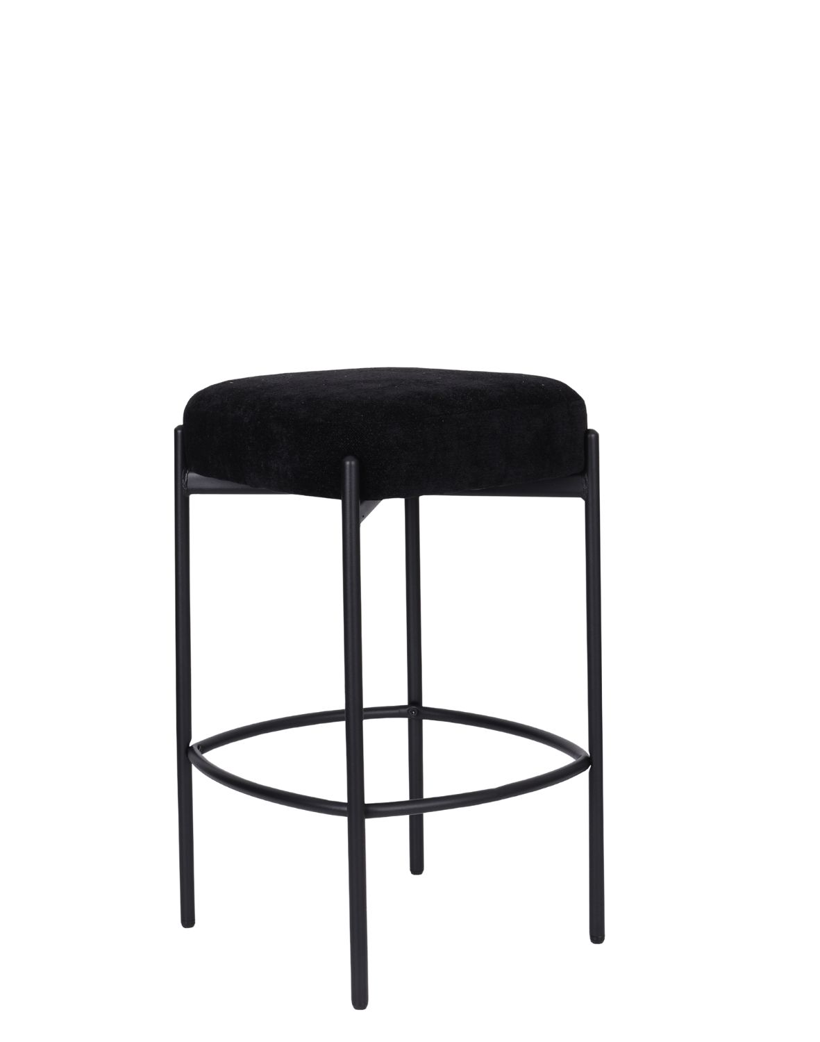 kwadratowy hoker do kuchni z podnóżkiem dolly, czarny