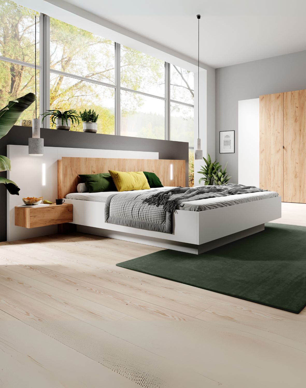 drewniane łóżko z pojemnikiem 160 3d