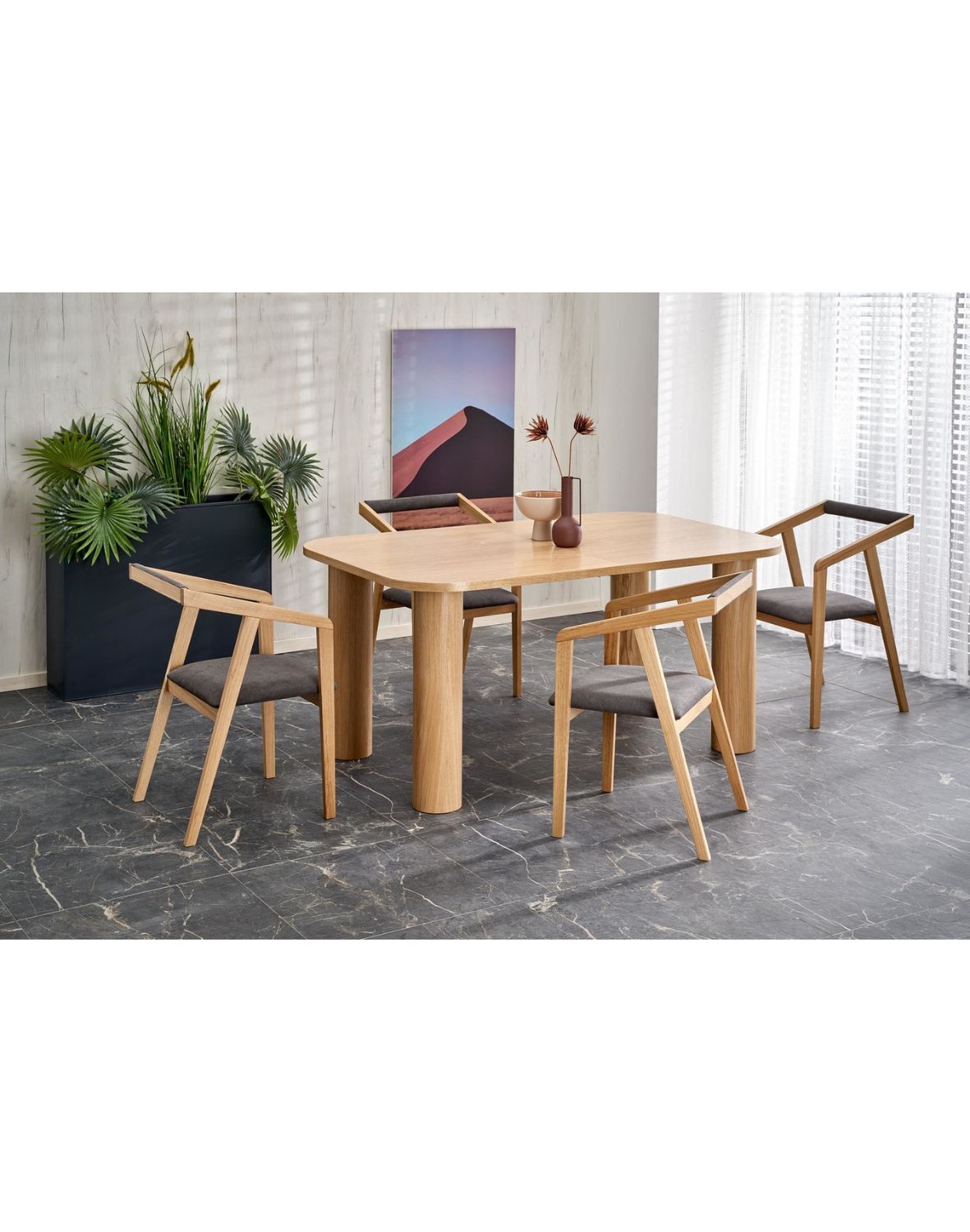 stół rozkładany elefante, prostokątny 160-240x100, dąb naturalny