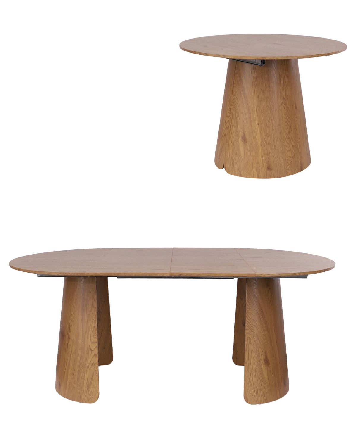 stół okrągły rozkładany enzo m plus, 100-180 cm, dziki dąb