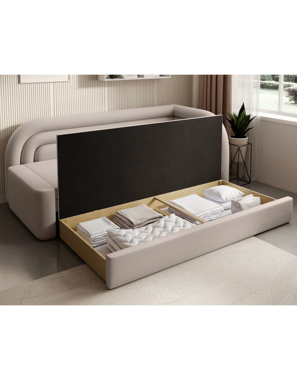 kanapa z funkcją spania fabillo, nowoczesna, wygodna, z pojemnikiem