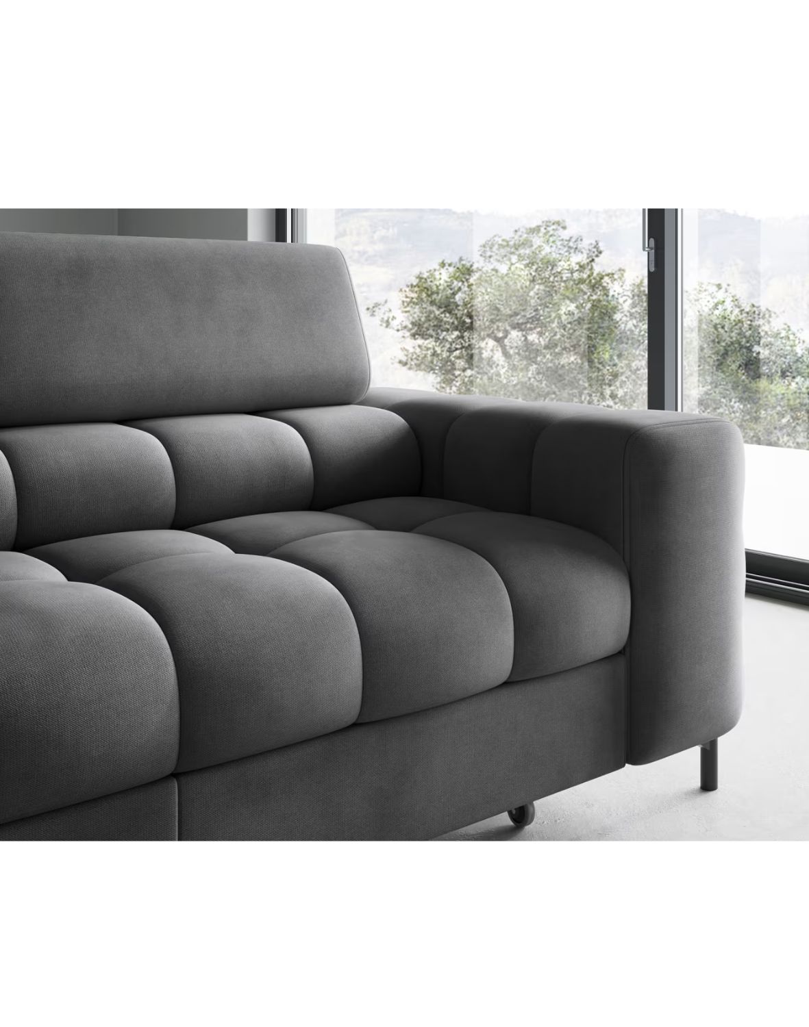 narożnik ferucce z funkcją spania i pojemnikiem, regulowane zagłówki - dostawa express