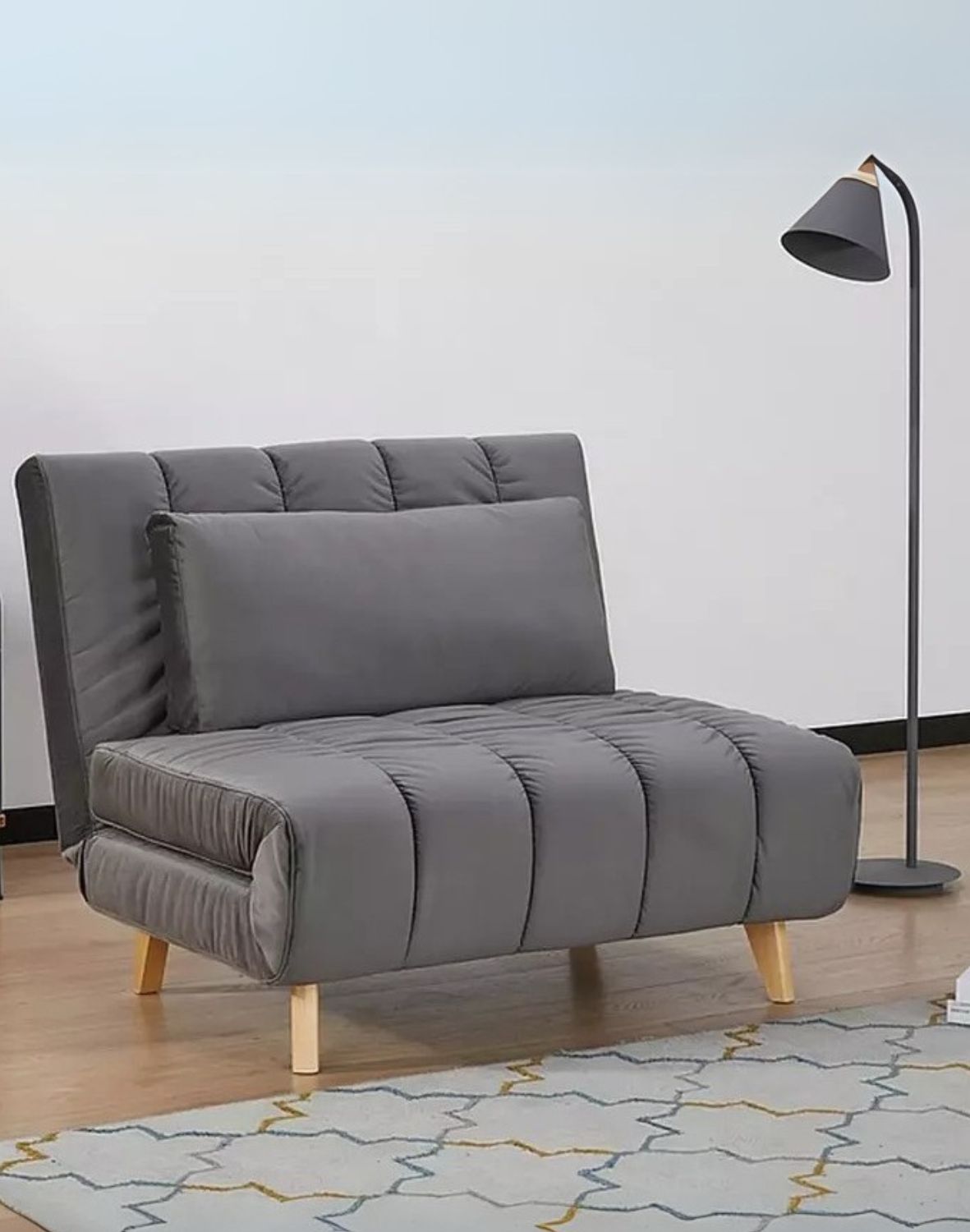 fotel rozkladany billy velvet szary