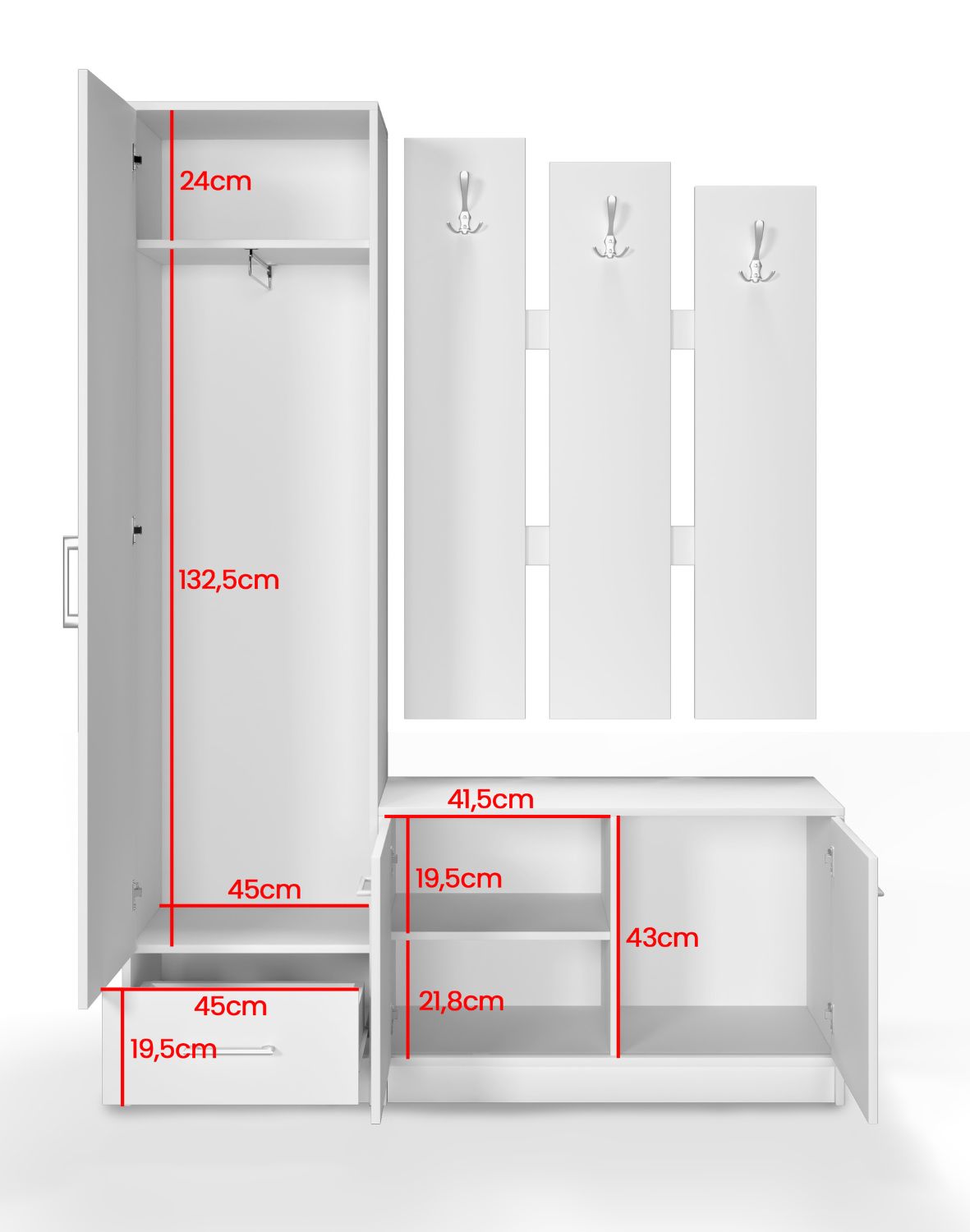 biały zestaw mebli do przedpokoju maxi