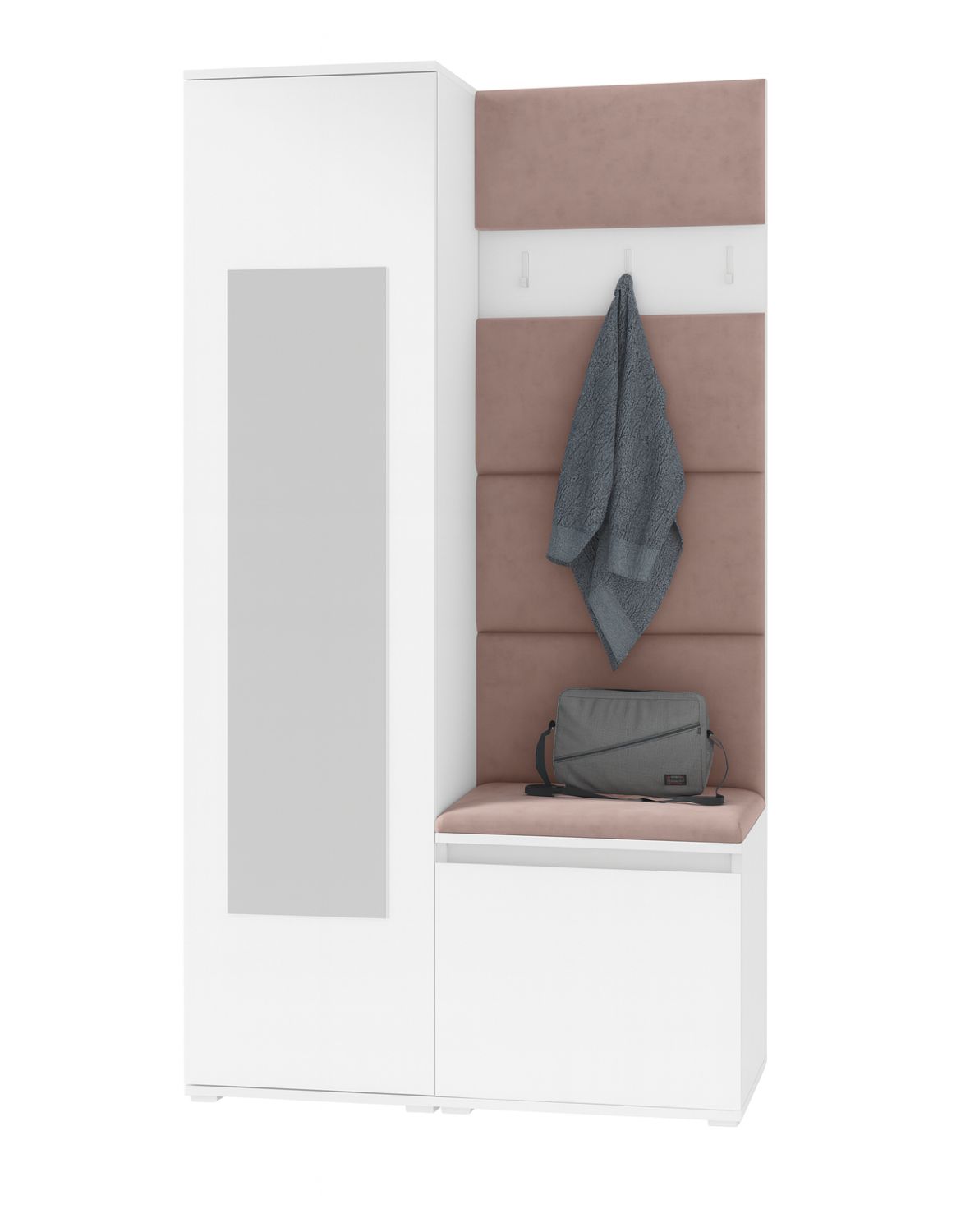 biała garderoba z brązowymi panelami emi 13