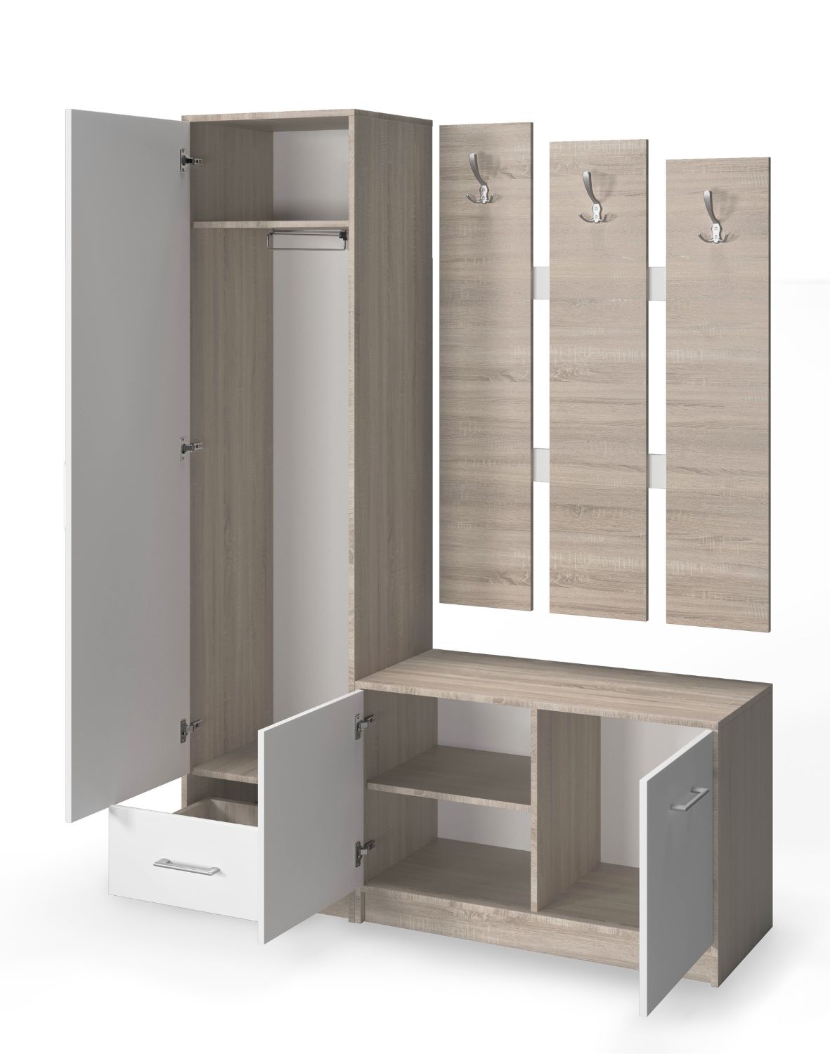 garderoba do przedpokoju biała dąb sonoma maxi