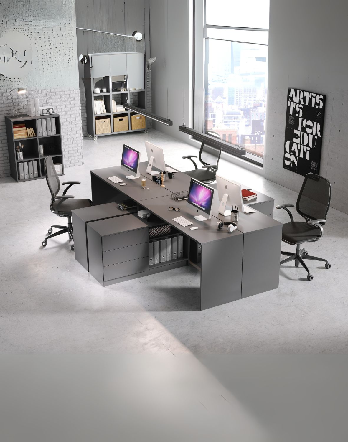 grafitowe biurko narożne teo