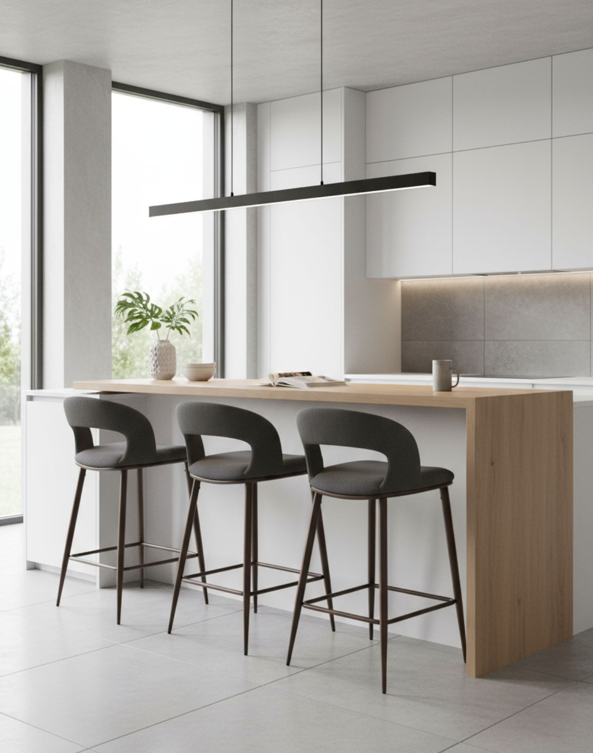 hoker do kuchni h114, szary, brązowe nogi