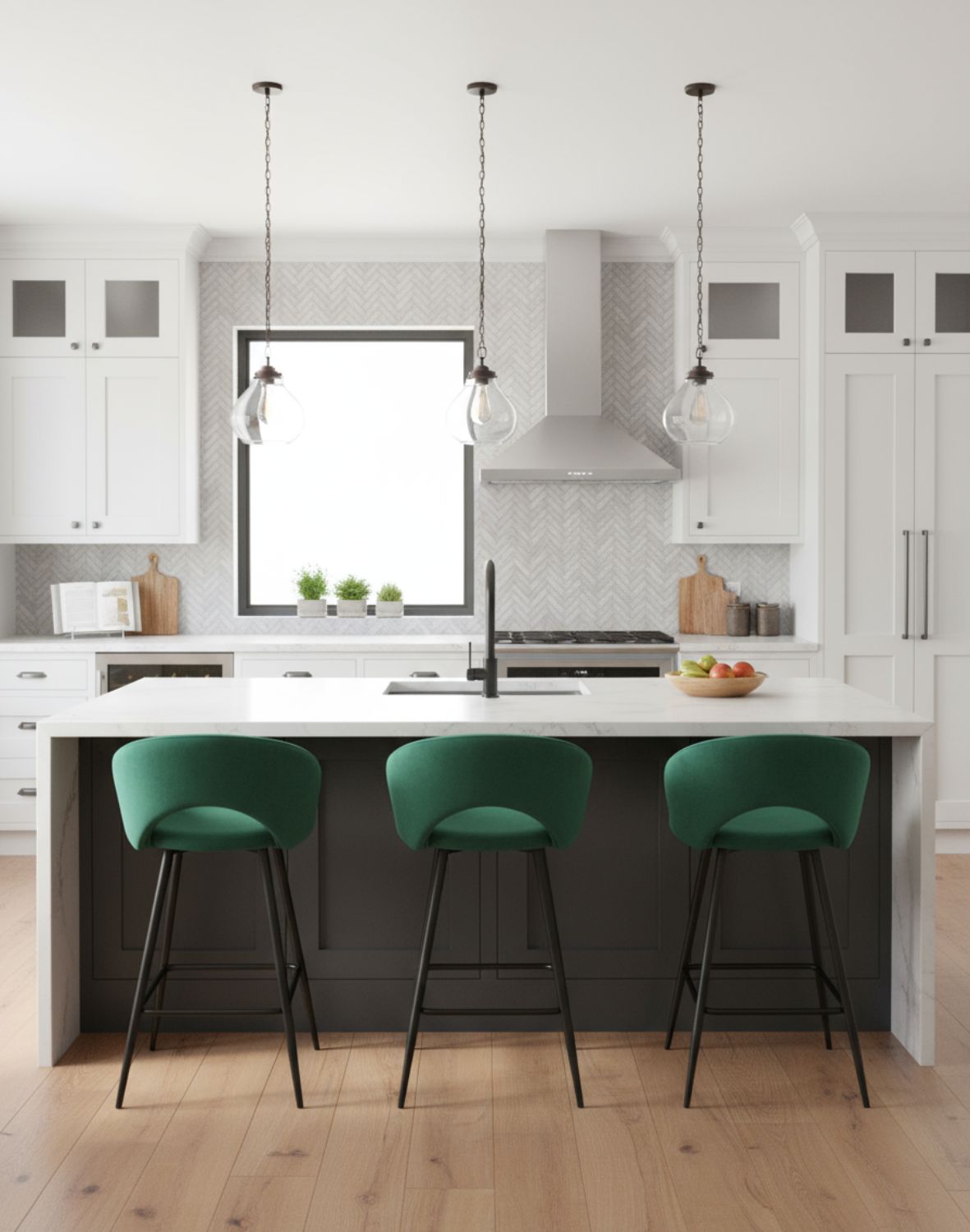 hoker do kuchni h96, zielony welwet