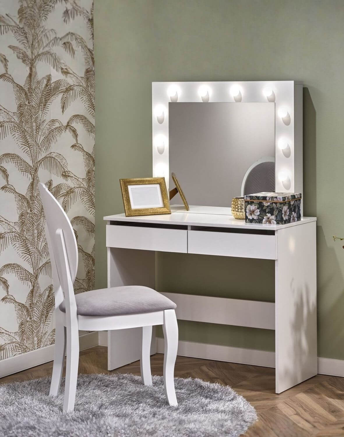 toaletka z lustrem hollywood, biała