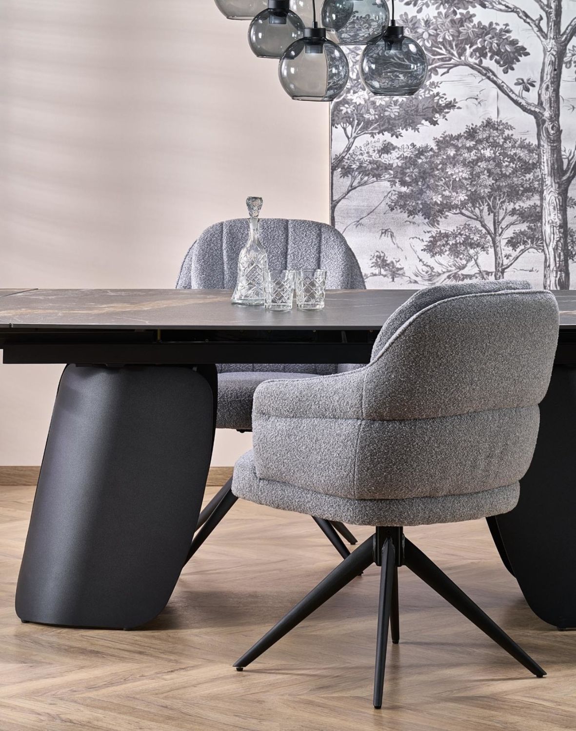 krzesło z funkcją obracania k570, boucle, szare