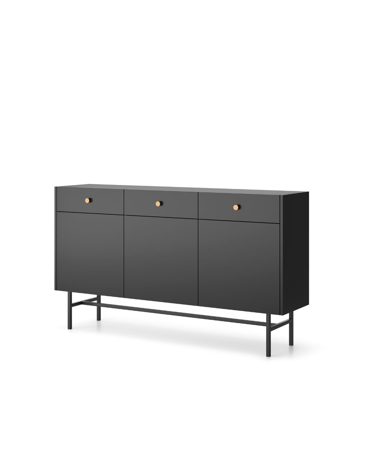 Komoda Diva czarna z 3 szufladami i 3 szafkami (3D3SZ) 155 cm