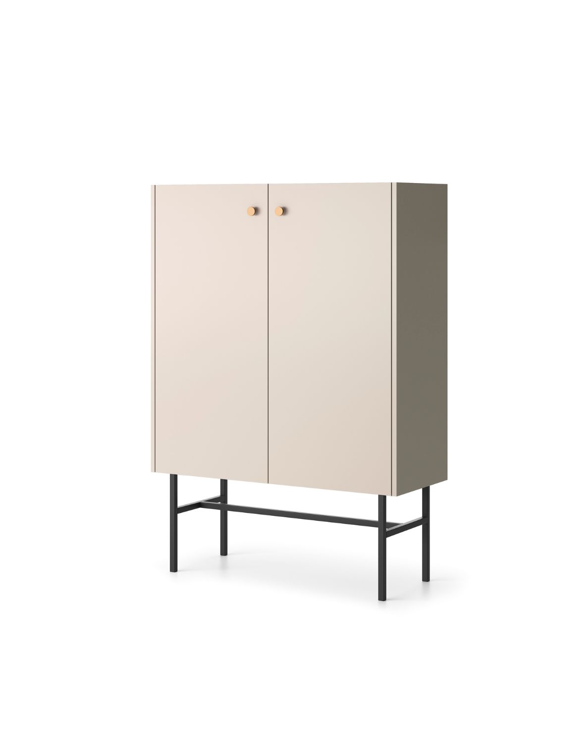 Komoda kaszmirowa Diva z drzwiami i półkami na metalowym stelażu 93 cm