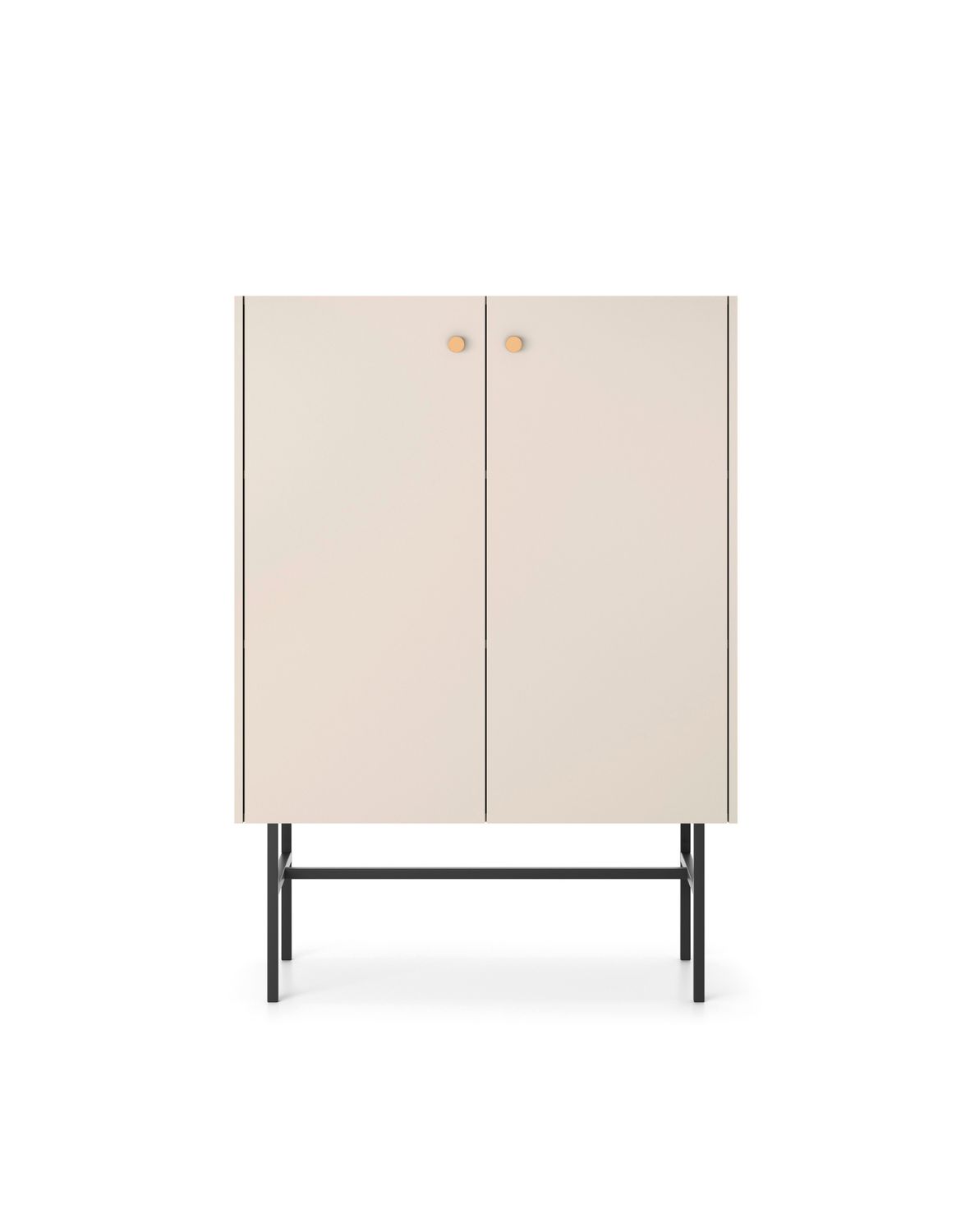 Komoda kaszmirowa Diva z drzwiami i półkami na metalowym stelażu 93 cm