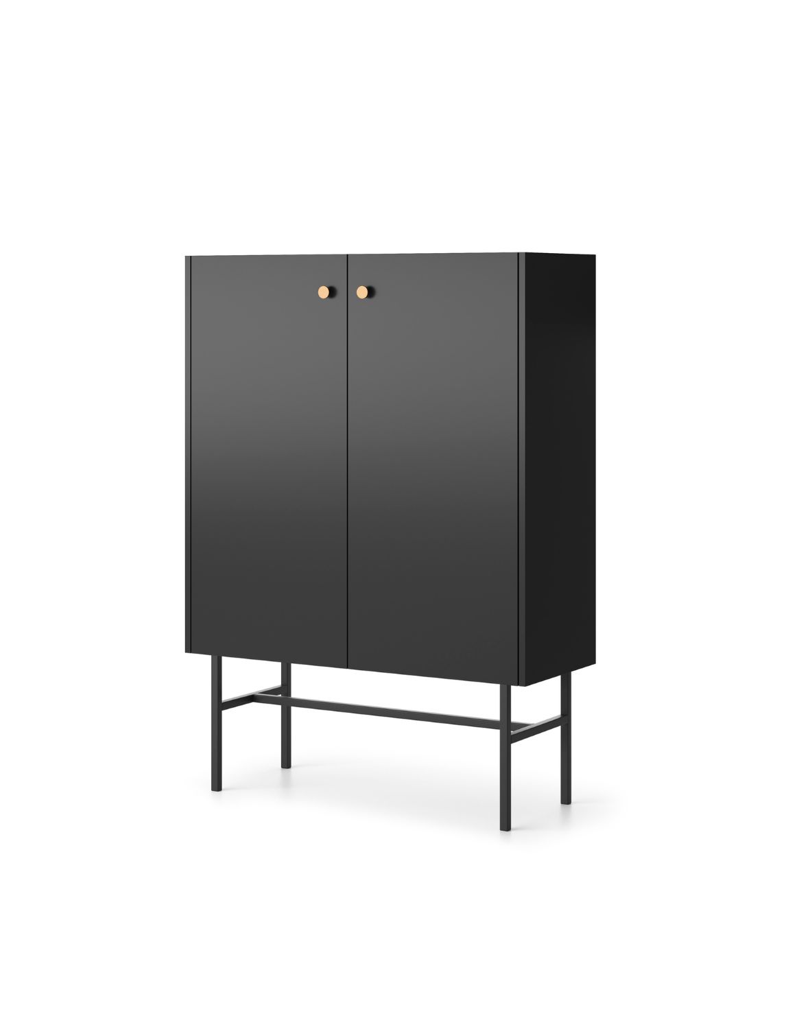 Komoda czarna Diva z drzwiami i półkami na metalowym stelażu 93 cm