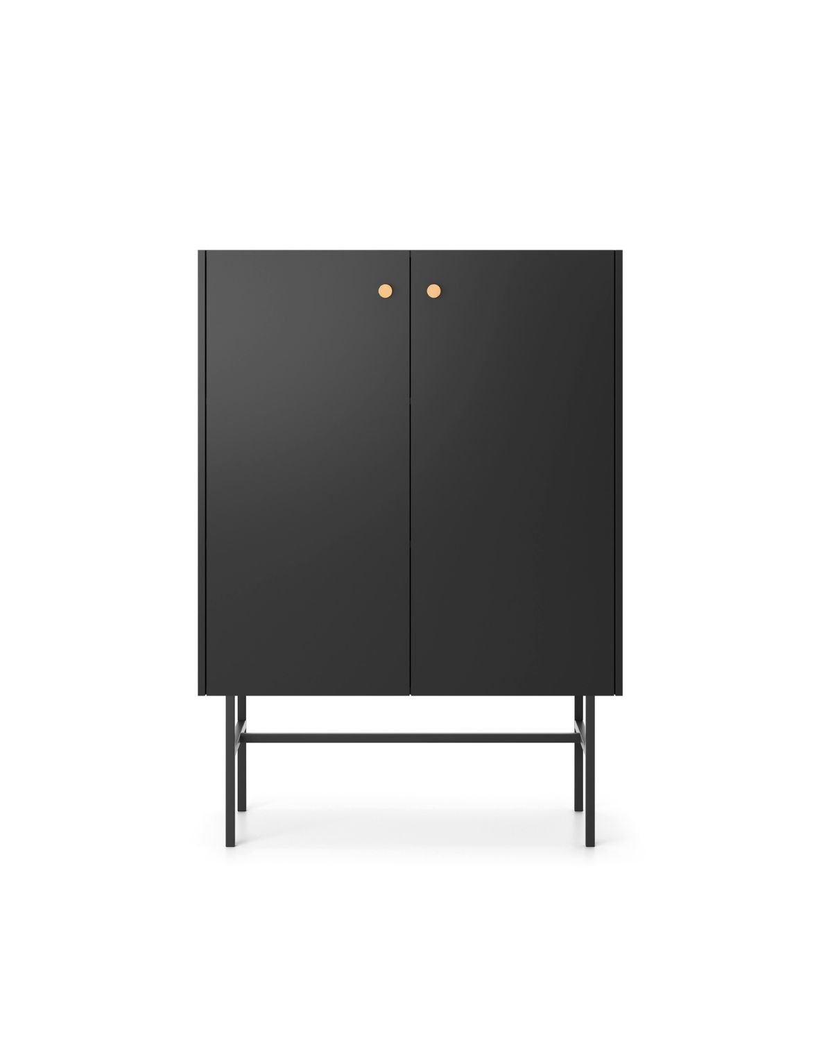 Komoda czarna Diva z drzwiami i półkami na metalowym stelażu 93 cm