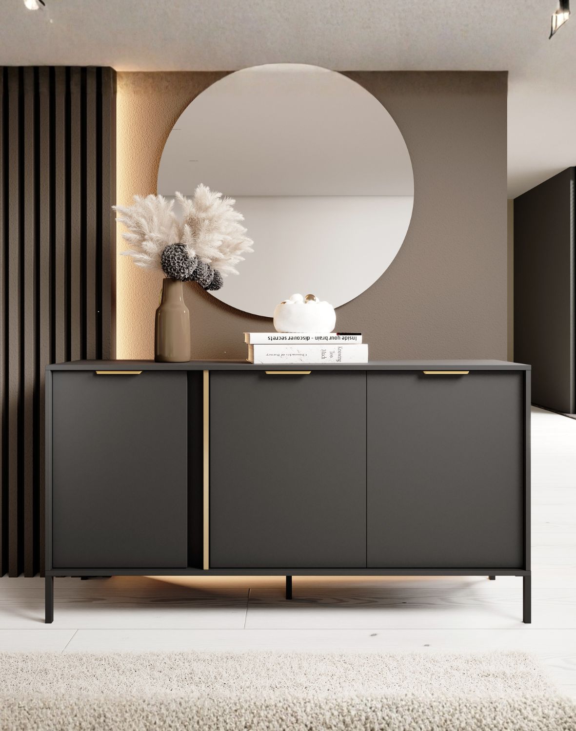 szeroka komoda czarna lars c 153 cm