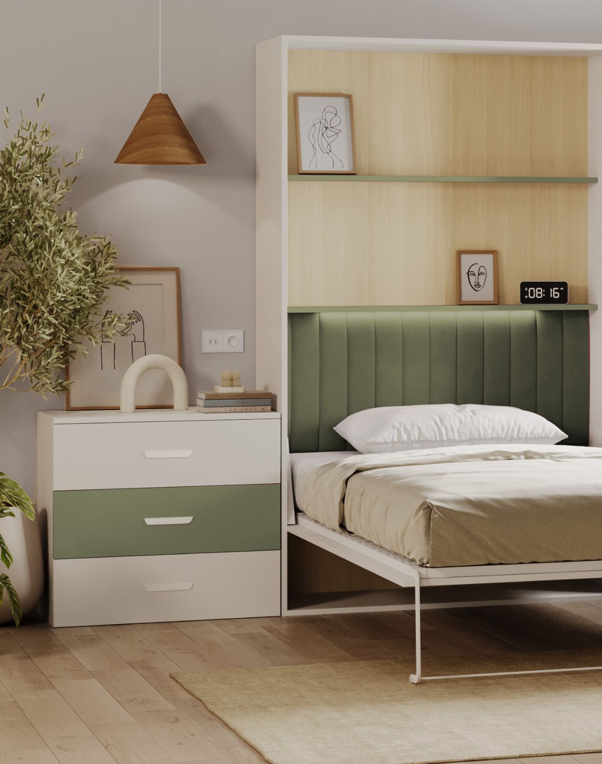 komoda lumi kaszmir i zielony oliwka