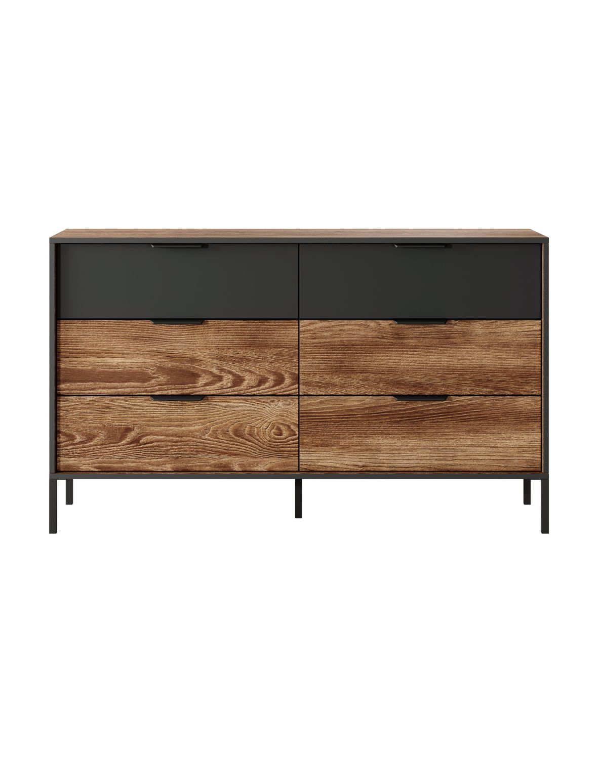 komoda milton b 138 6 szuflad kasztan grafit