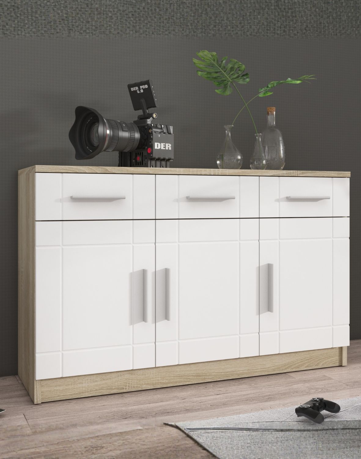 komoda paris bialy dab sonoma 3f3s