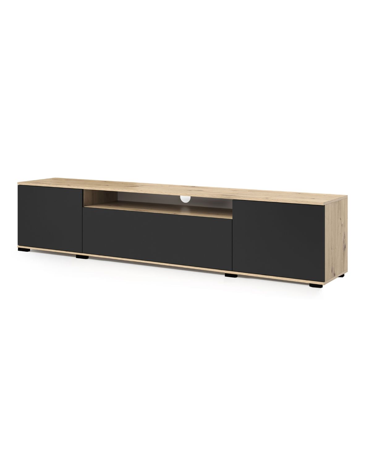 komoda rtv 200 logan dąb artisan czarny na niskch nóżkach