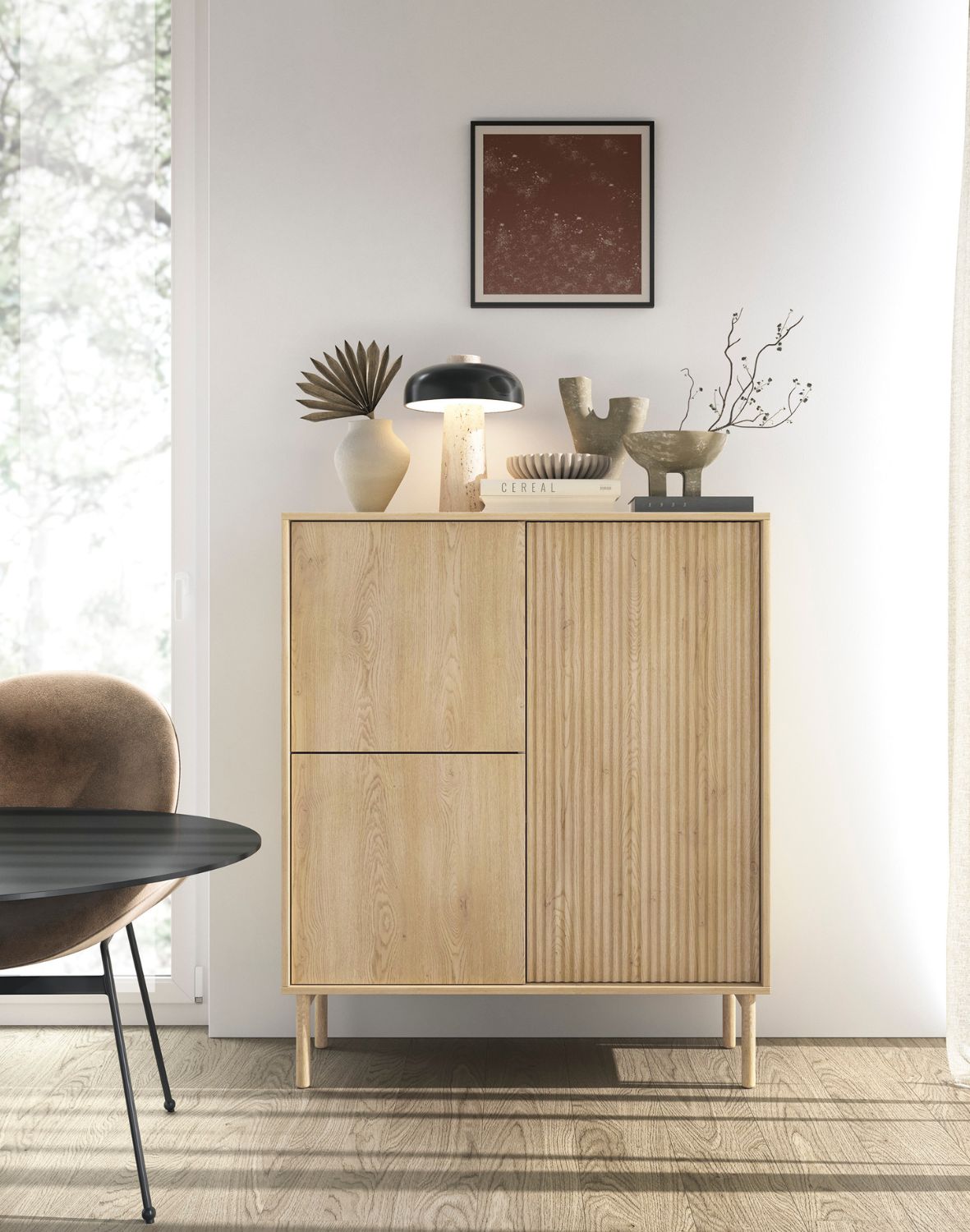 komoda do salonu w stylu japandi tavo a 3d dąb cremona