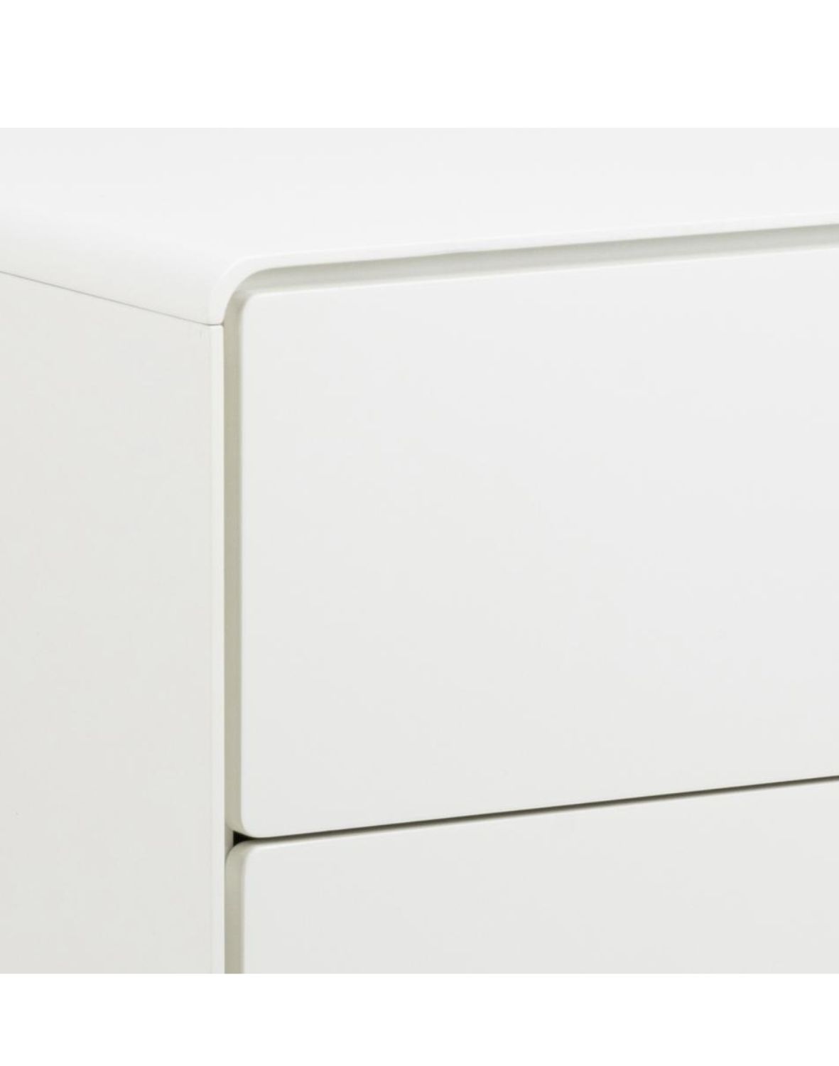 biała komoda lowell z 3 szufladami i dębowymi nogami (05740)