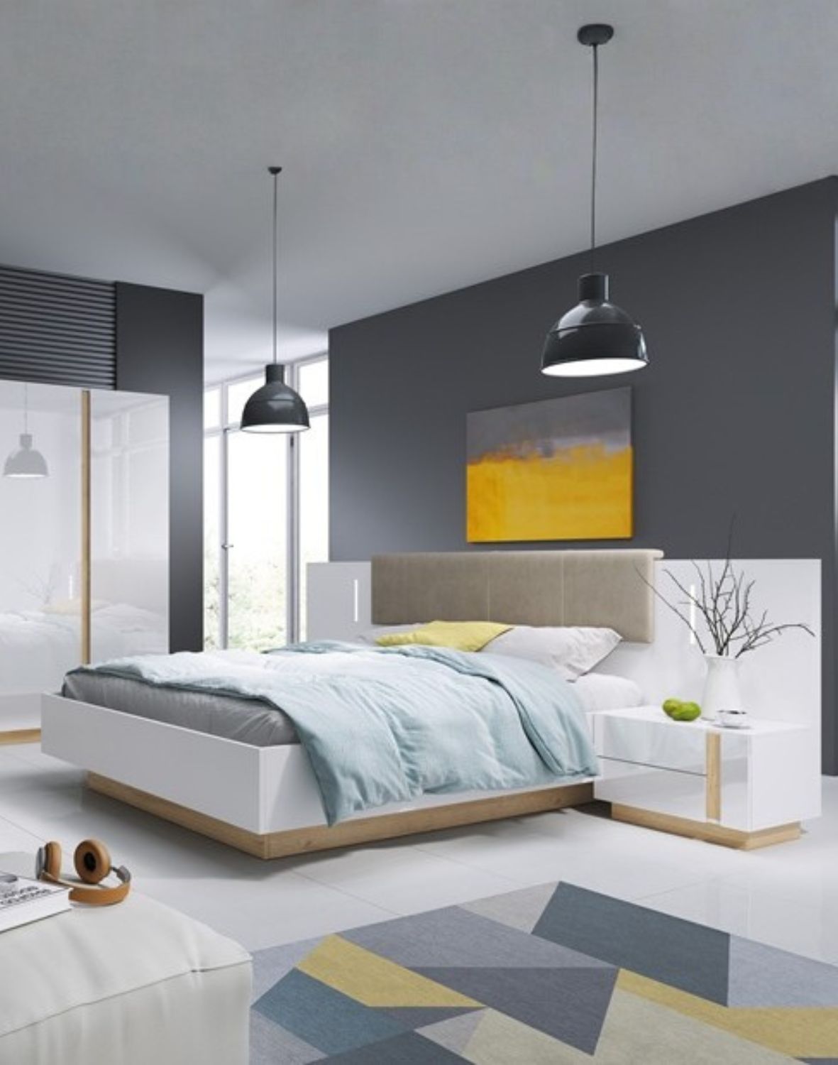 łóżko z tapicerowanym wezgłowiem 160x200 arca n