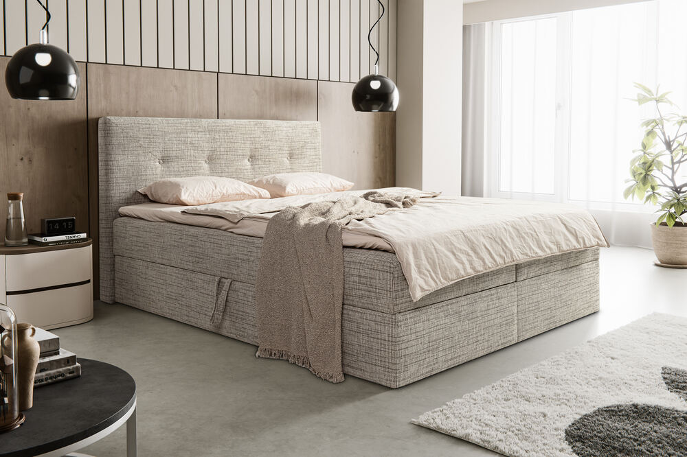 łóżko kontynentalne z pojemnikiem sara