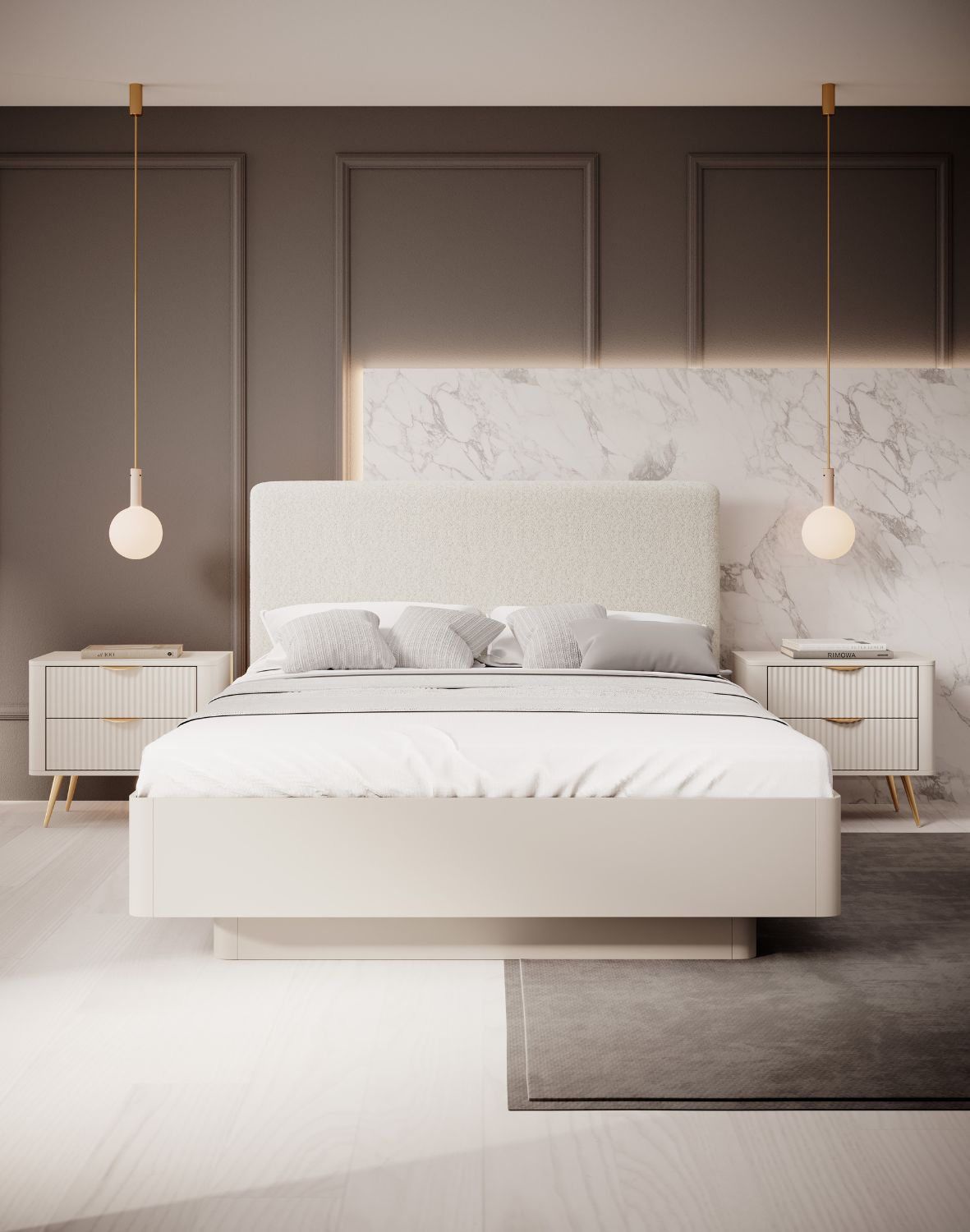 łóżko 160x200 z tapicerowanym wezgłowiem lante i